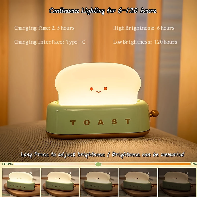 Staaricc USB Rechargeable Cute Toaster-Shaped LED Night Light – Warmth Illuminates Every Moment, Decorative Table Lamp in Green/Orange/Pink, Perfect for Home, Birthday, or Christmas Gift, Best for Christmas