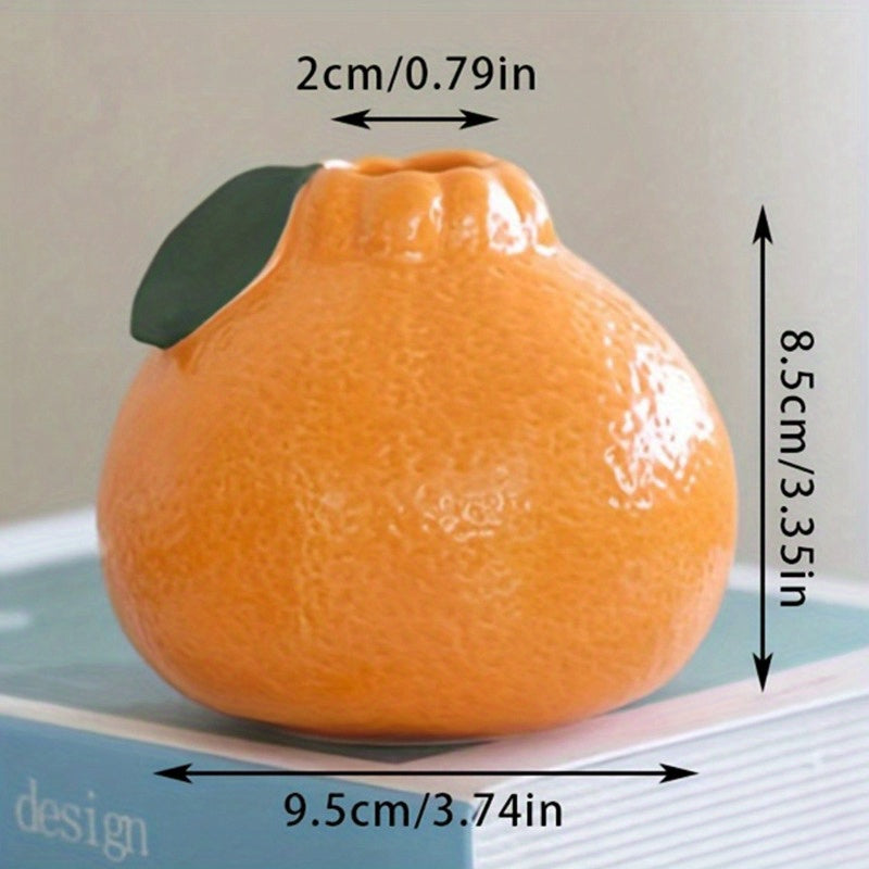1pc Art Deco Style Plastic Orange Vase, Citrus Fruit Shaped Hydroponic Planter, Round No-Electricity Decorative Flower Pot for Living Room and Office, Decorative Planter | Art Deco Vase | Plastic Construction, Flower Vase