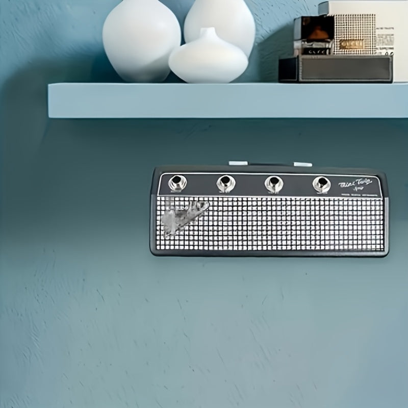 A Creative Speaker Keychain Set That Includes Four Insertable Keychains And a Wall Mounting Kit - Casual Style, Easy to Install, Made of Metal, Perfect for Space-Saving Home Storage And Decoration Enthusiasts.