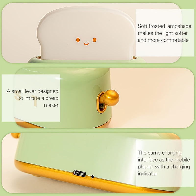 Staaricc USB Rechargeable Cute Toaster-Shaped LED Night Light – Warmth Illuminates Every Moment, Decorative Table Lamp in Green/Orange/Pink, Perfect for Home, Birthday, or Christmas Gift, Best for Christmas