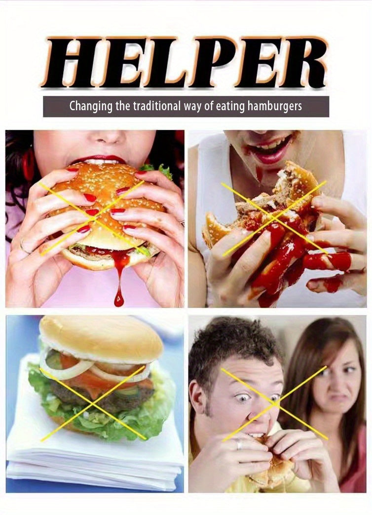 4pcs Food Clip Food Tray Silicone Hamburger Clip Portable No-contact Hamburger Fixed Box Washable Retractable Hamburger Tray