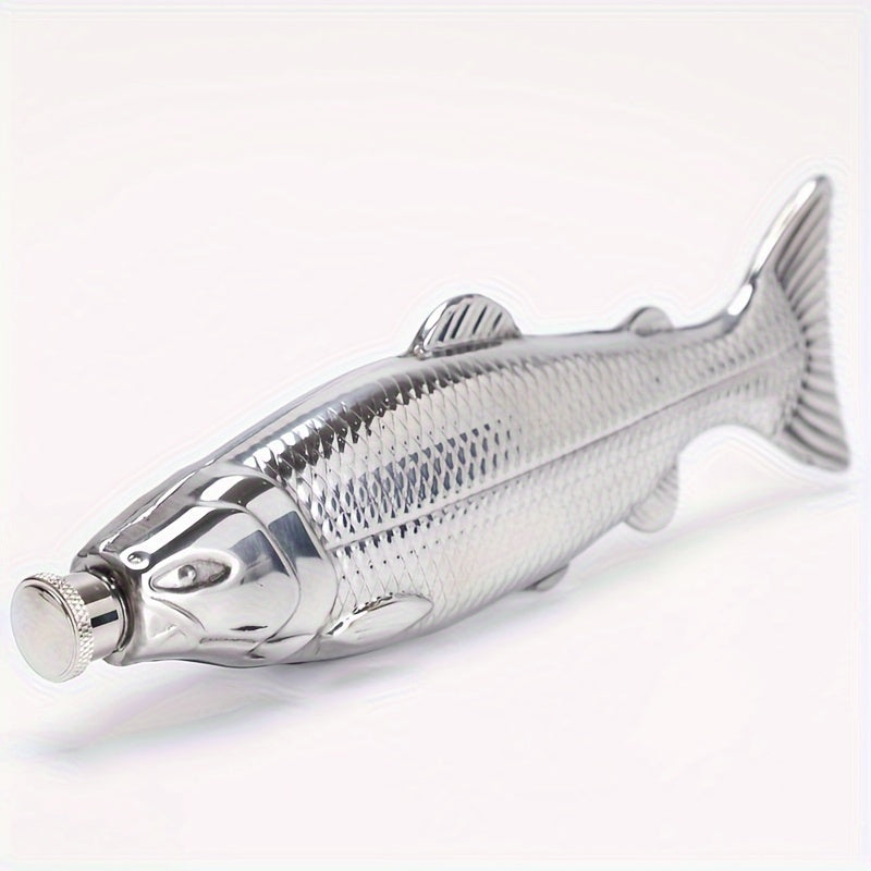 Portable Stainless Steel Trout-Shaped Flask - Polished Finish, Oval Design for Outdoor Use - Perfect for Halloween, Christmas, Father's Day Gifts, 304 Stainless Steel, Wine Bottle, Small Flask