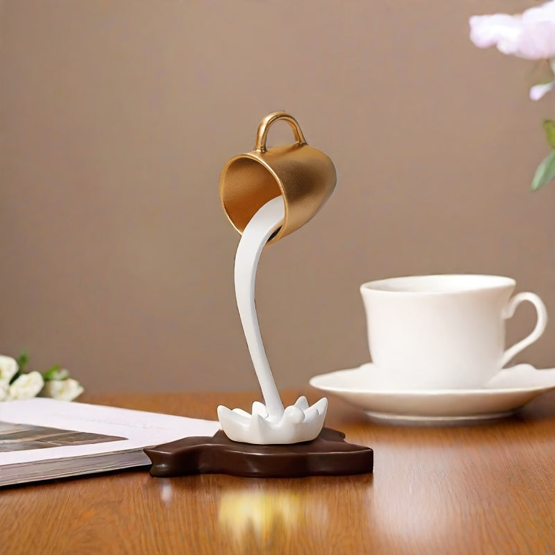1pc, Creative Inverted Floating Resin Coffee Cup Decoration - Water Overflow Effect, Suitable for Room And Office Decoration Embellishment, Unique Creative Gift, Very Suitable for Halloween And Other Festivals to Enhance The