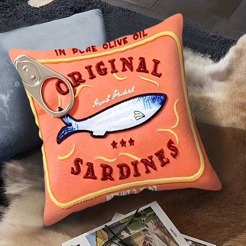 1pc, Sardine Can Pillow Cover Soft & Comfortable Fun Decorative Living Room Bedroom Sofa Cushion Cover Multi-scene Applicable Without Pillow Core, 2 Sizes for Choice 44.98cm/49.99 cm