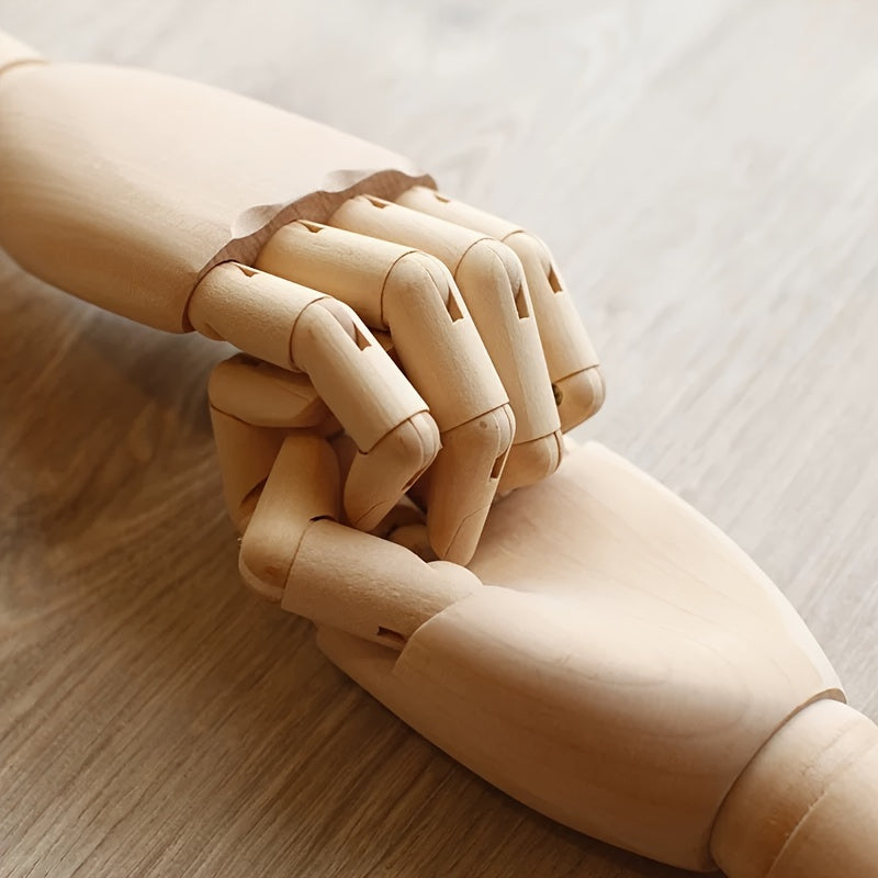 1pc Nordic Creative Wood Character Hand Model, Doll Costume Store Shop Living Room TV Cabinet Decoration Ornaments, Nordic Creative Wooden Hand Movable Joint Wood Ornaments, Puppet Props Office Decoration Hand Model Wooden Fi