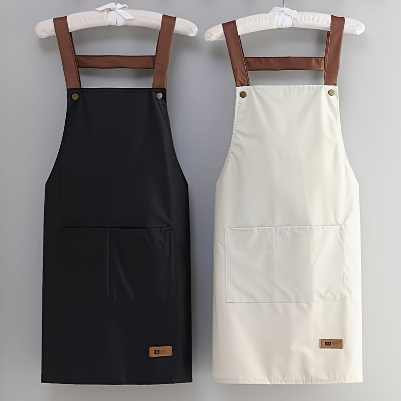 1pc Unisex Adjustable Thin Polyester Blend Apron - Solid Color Simple Design, 5 Colors, All-Season Kitchen & Dining Use for Cooking, Baking, Serving