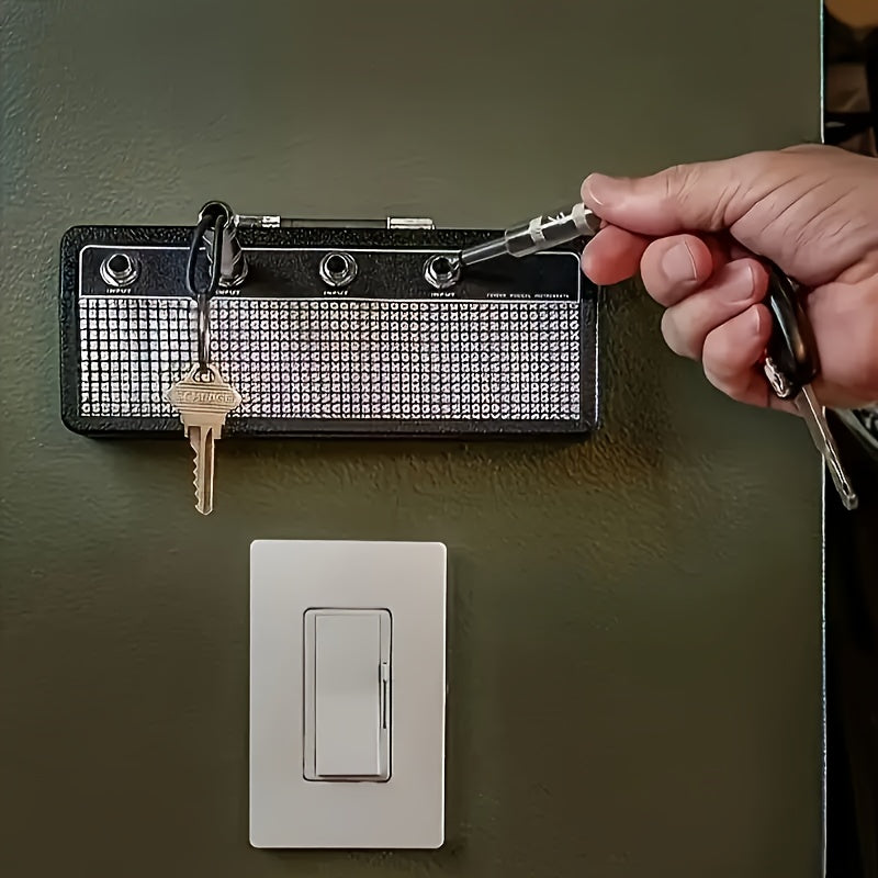 A Creative Speaker Keychain Set That Includes Four Insertable Keychains And a Wall Mounting Kit - Casual Style, Easy to Install, Made of Metal, Perfect for Space-Saving Home Storage And Decoration Enthusiasts.