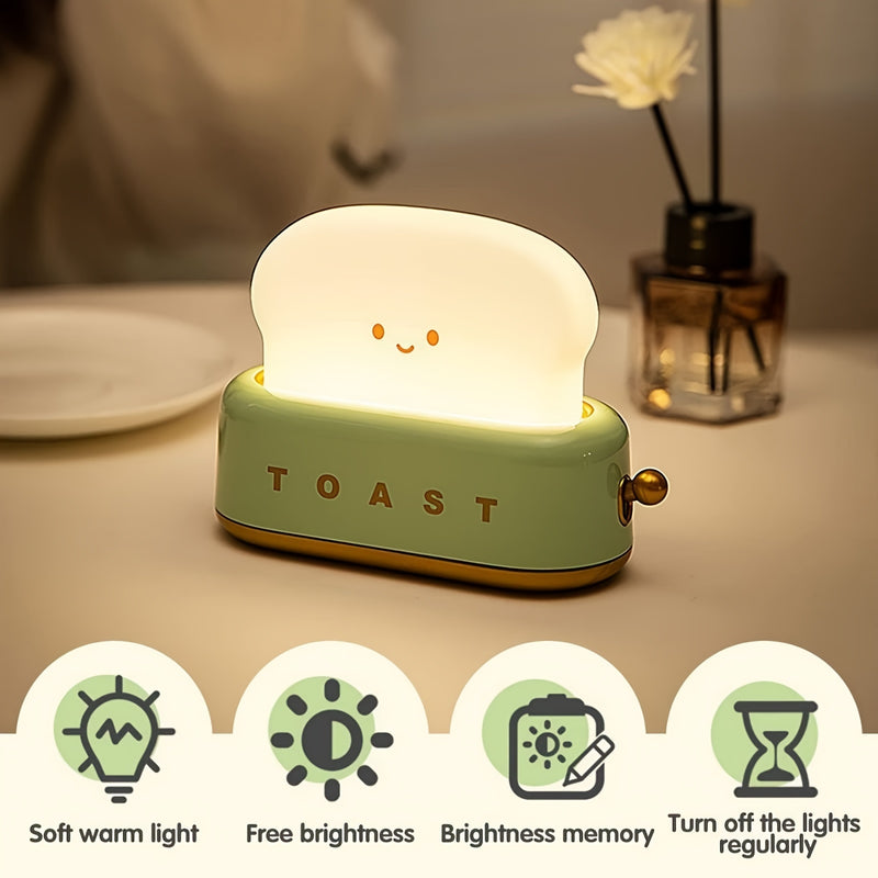 Staaricc USB Rechargeable Cute Toaster-Shaped LED Night Light – Warmth Illuminates Every Moment, Decorative Table Lamp in Green/Orange/Pink, Perfect for Home, Birthday, or Christmas Gift, Best for Christmas