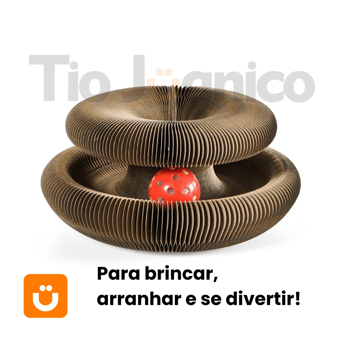 Arranhador Mágico para Gatos Tioeasy™ — Papelão Fortificado 24x24x10cm com Bolinha de Sininho e Catnip