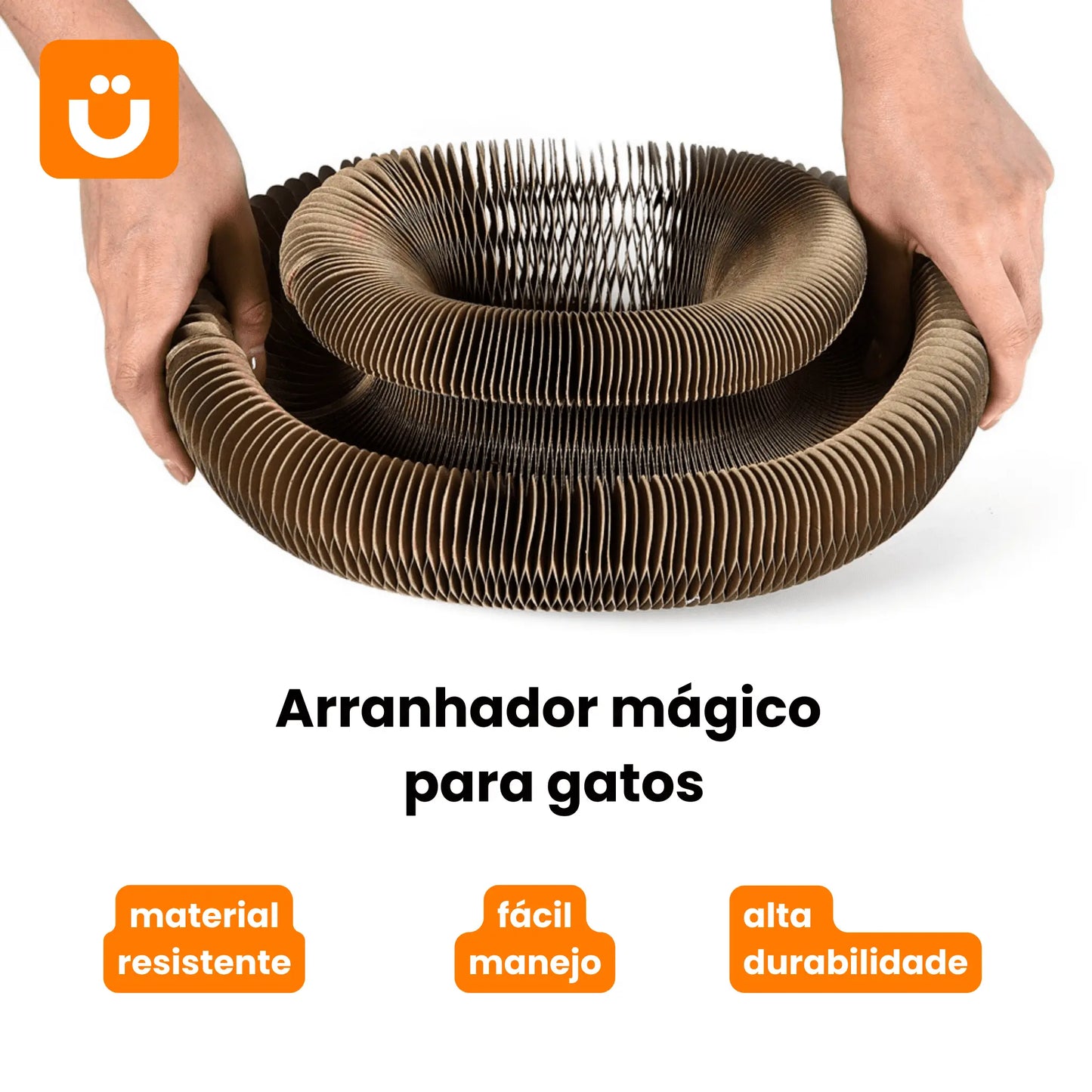 Arranhador Mágico para Gatos Tioeasy™ — Papelão Fortificado 24x24x10cm com Bolinha de Sininho e Catnip