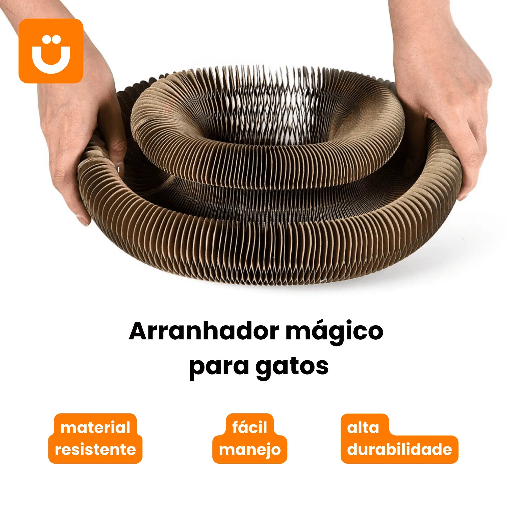Arranhador Mágico para Gatos Tioeasy™ — Papelão Fortificado 24x24x10cm com Bolinha de Sininho e Catnip