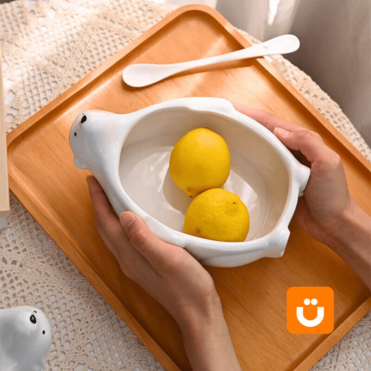 Bowl Urso Polar Tioeasy™ em Cerâmica — Para Lanches, Doces e Sobremesas