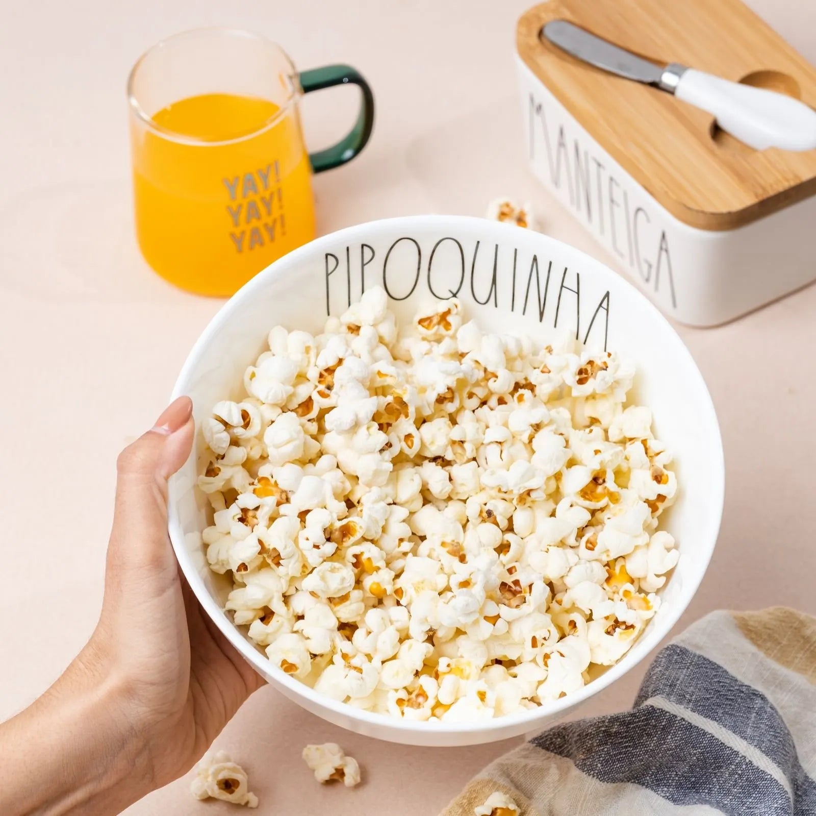 Bowl de Cerâmica Tioeasy™ — Pipoquinha 1L e 2,5L para Pipoca, Saladas e Snacks