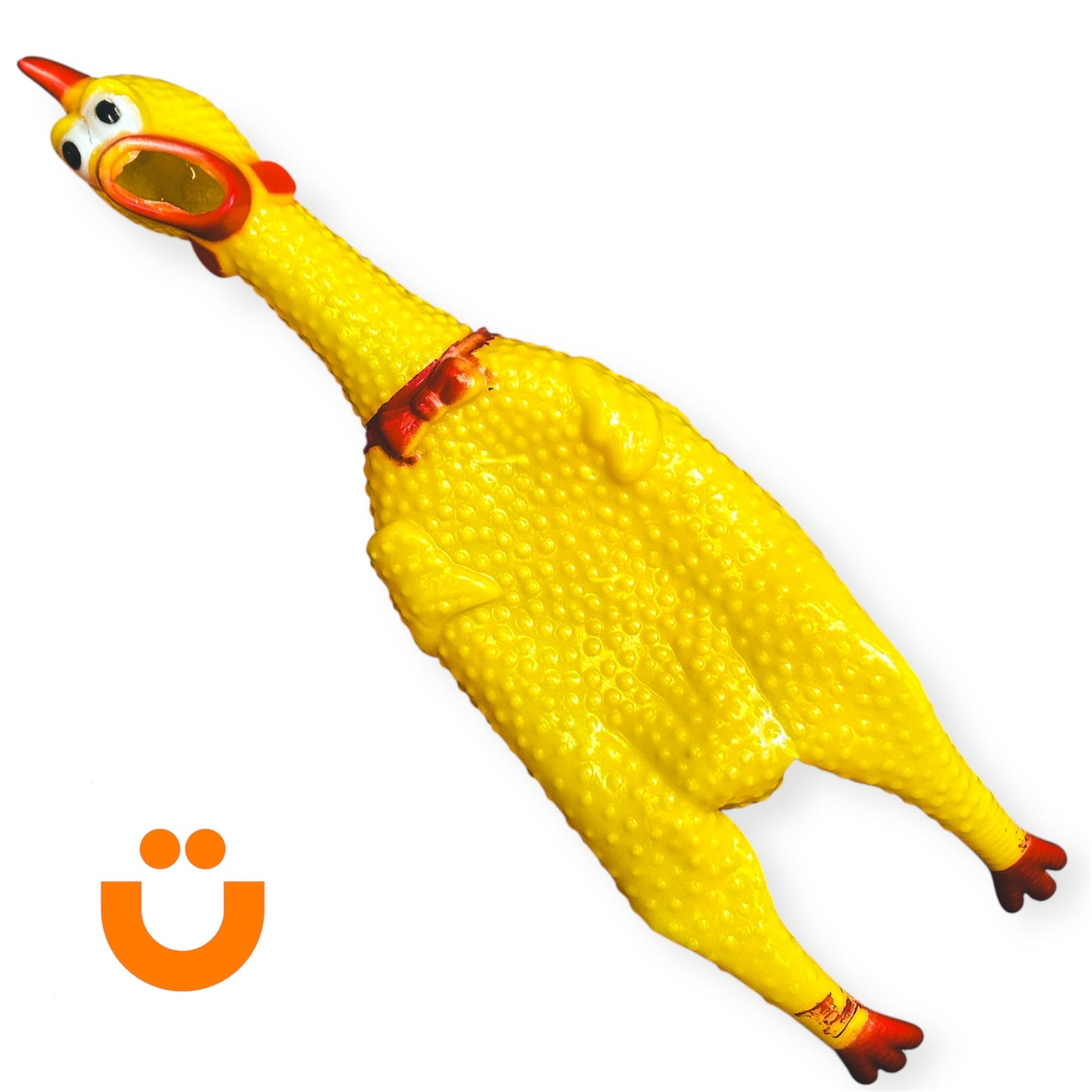Brinquedo Frango de Borracha Pet Gritão Tioeasy™ com Som Alto, Resistente e Atóxico