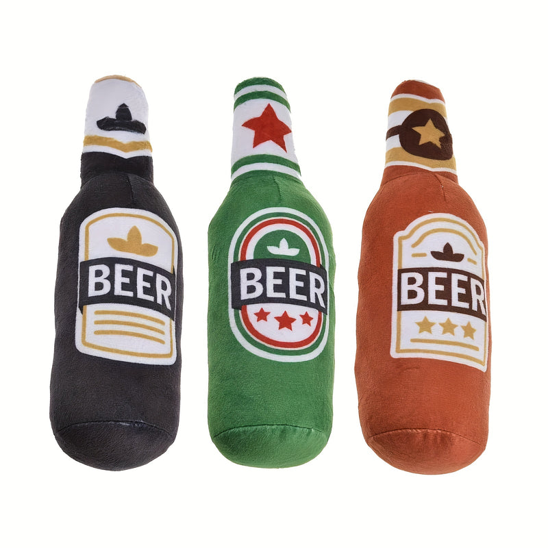 Brinquedo para Cães em Formato de Garrafinha de Cerveja Tioeasy™ — Borracha Flexível e Com Apito