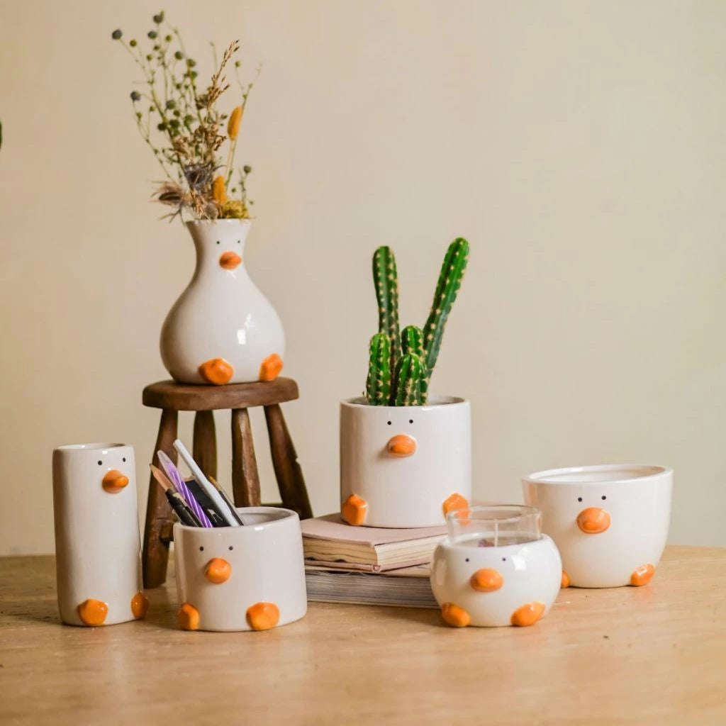 Cachepot Patinho Tioarts™ — Decorativo em Cerâmica Artesanal