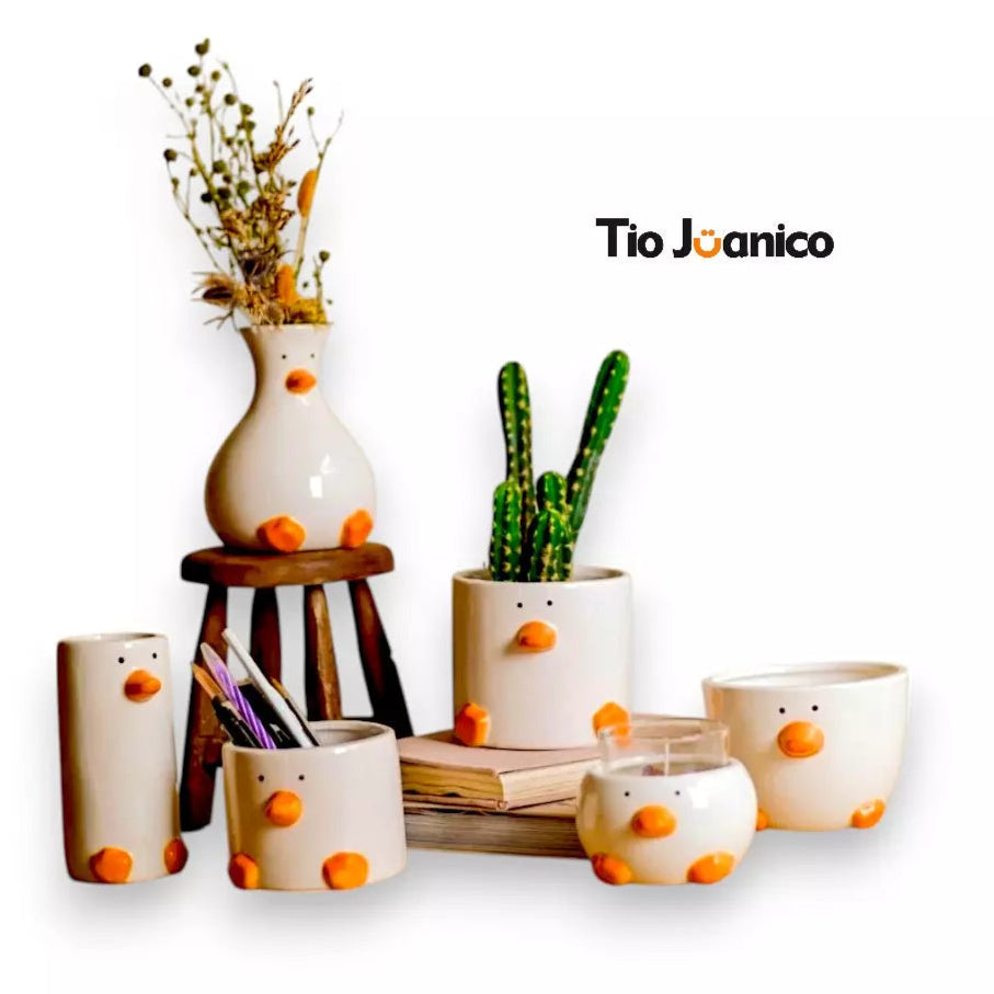 Cachepot Patinho Tioarts™ — Decorativo em Cerâmica Artesanal