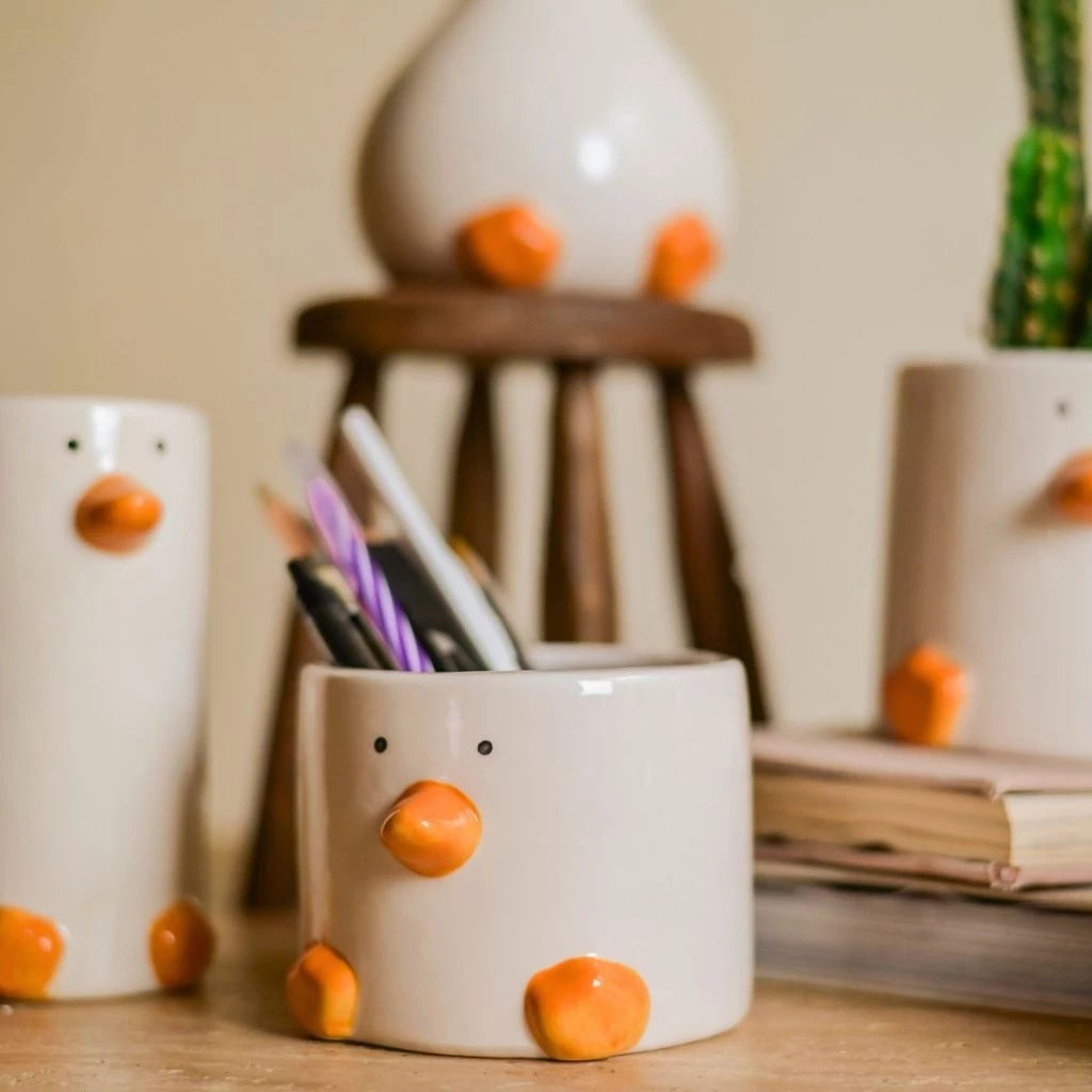 Cachepot Patinho Tioarts™ — Decorativo em Cerâmica Artesanal