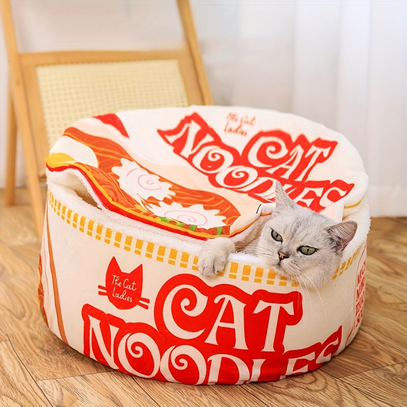 Caminha e Tapetinho 2 em 1 para Gatos e Cães Cat Noodles Tioeasy™ — Cama Fechada com Base Antiderrapante