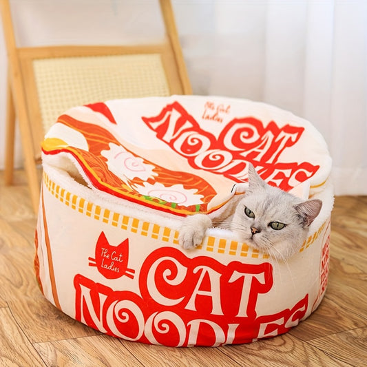Caminha e Tapetinho 2 em 1 para Gatos e Cães Cat Noodles Tioeasy™ — Cama Fechada com Base Antiderrapante