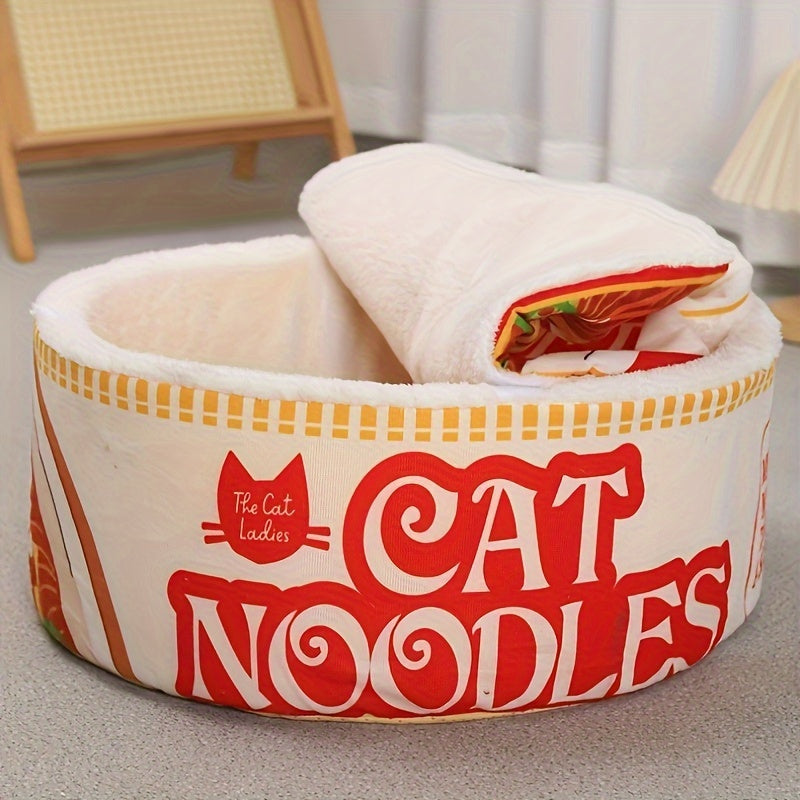 Caminha e Tapetinho 2 em 1 para Gatos e Cães Cat Noodles Tioeasy™ — Cama Fechada com Base Antiderrapante