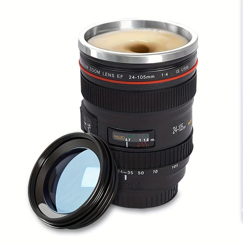 Caneca Criativa Tioeasy™ em Formato de Lente de Câmera — 350ml com Tampa