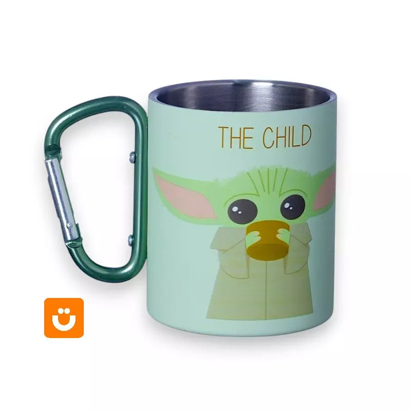 Caneca Mosquetão 300ml Oficial Star Wars™ — Baby Yoda The Mandalorian em Inox