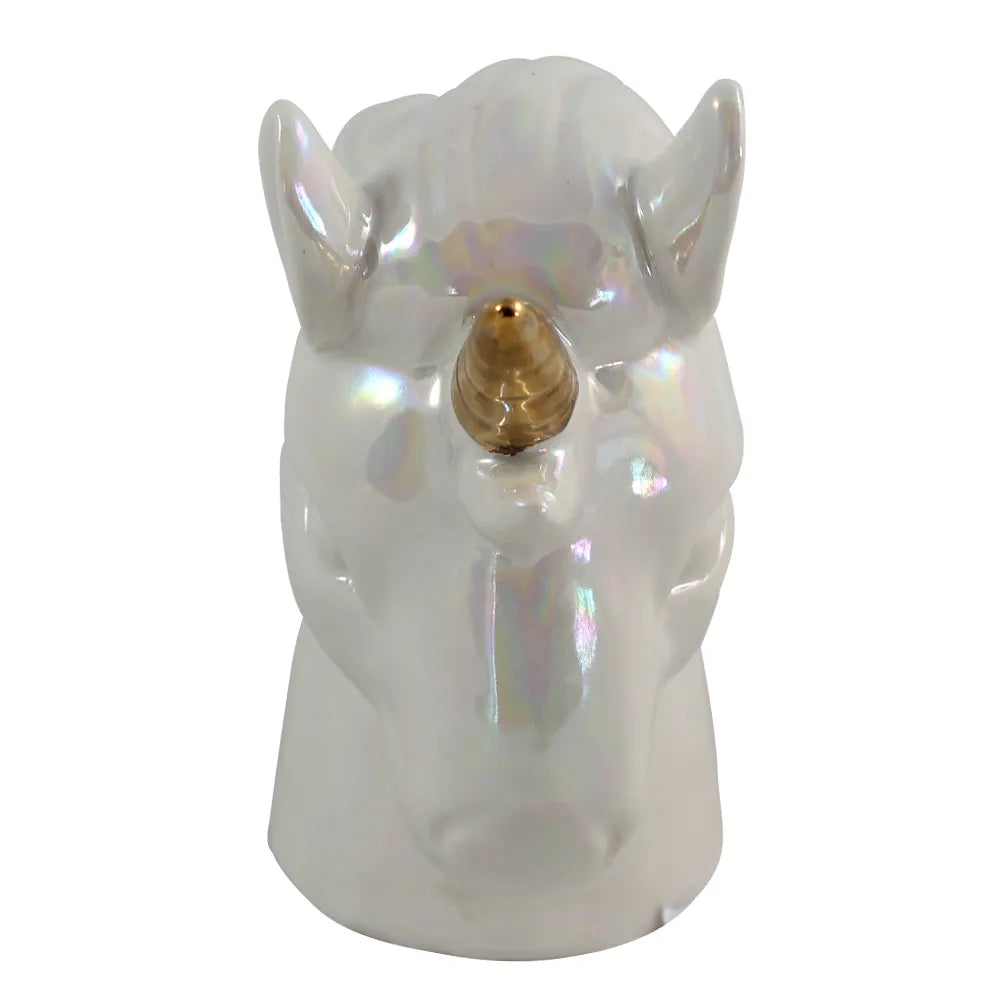 Cofre Unicórnio Perolado Tioeasy™ em Cerâmica com Tampa Inferior