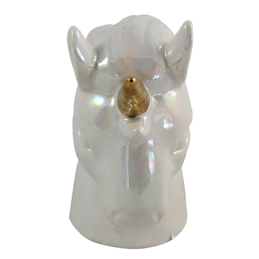 Cofre Unicórnio Perolado Tioeasy™ em Cerâmica com Tampa Inferior