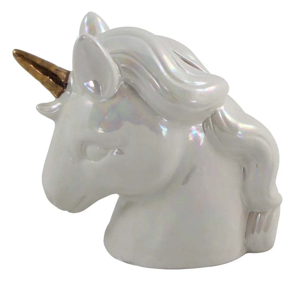 Cofre Unicórnio Perolado Tioeasy™ em Cerâmica com Tampa Inferior