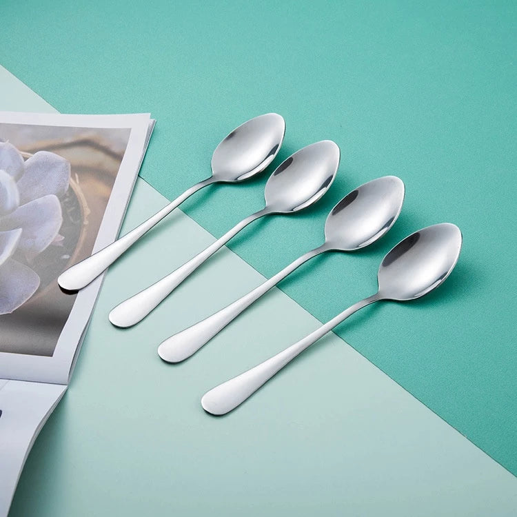 Colheres de Sobremesa Prateadas Tioeasy™ - 6 Peças em Aço Inox - Tio Juanico