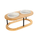 Comedouro Tioeasy Duplo em Madeira e Porcelana - Médio/Grande - Tio Juanico