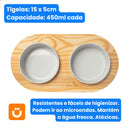 Comedouro Tioeasy Duplo em Madeira e Porcelana - Médio/Grande - Tio Juanico