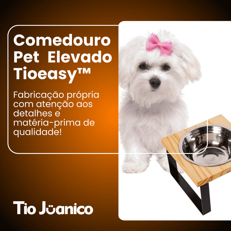 Comedouro Tioeasy Unitário em Madeira e Inox - Pequeno Tio Juanico
