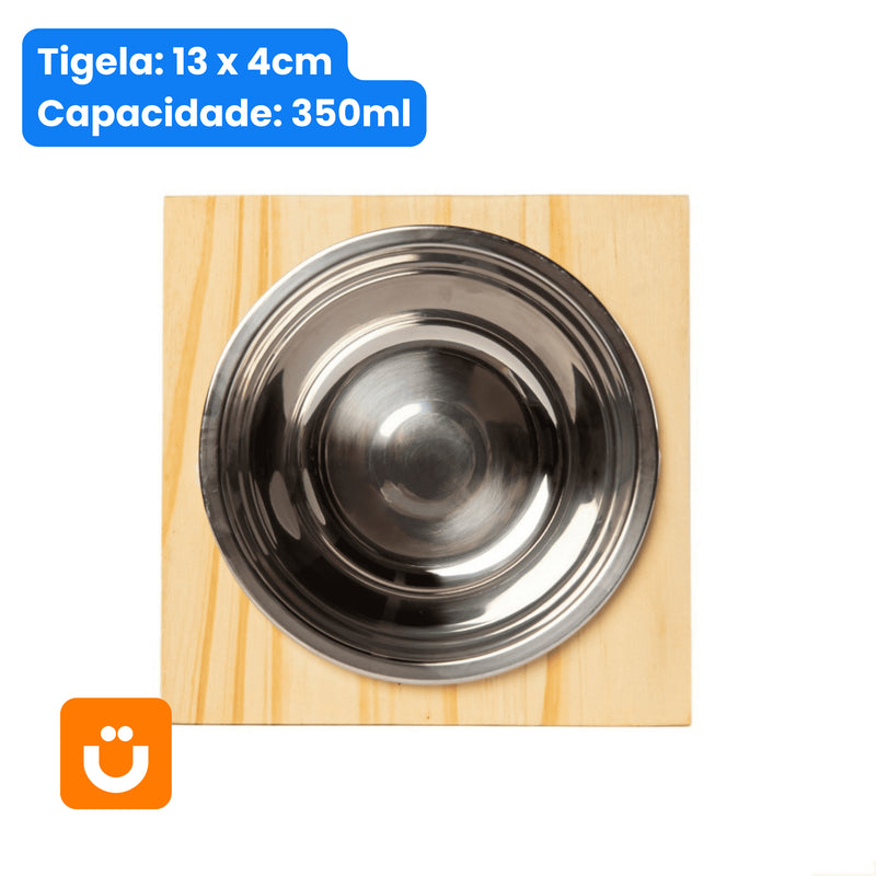 Comedouro Tioeasy Unitário em Madeira e Inox - Pequeno Tio Juanico