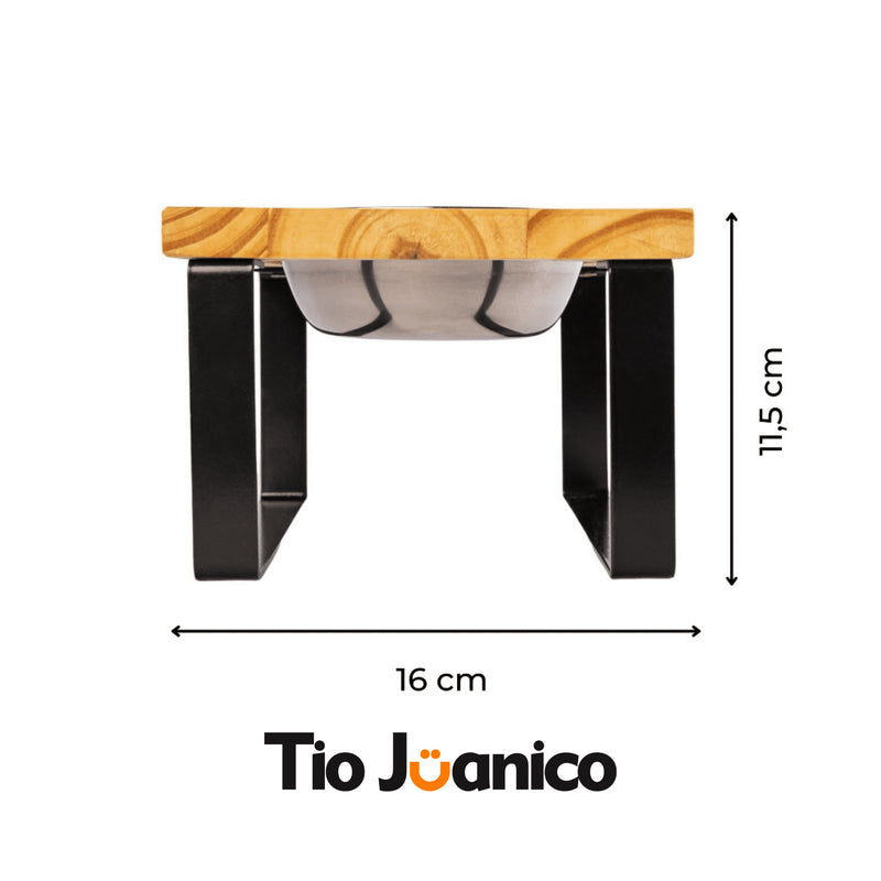 Comedouro Tioeasy Unitário em Madeira e Inox - Pequeno Tio Juanico