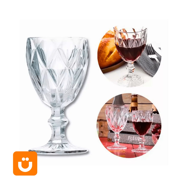 Conjunto 6 Taças Diamante Tioeasy™ - Cristal Transparente e Elegante