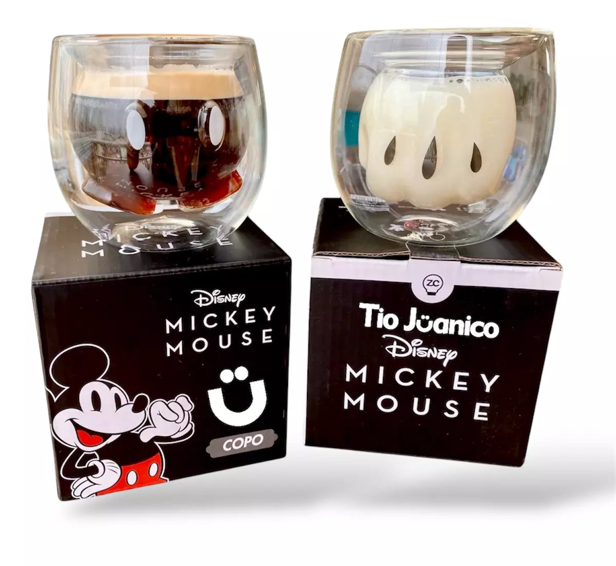 Copo 3D de Vidro Oficial Disney Mickey Mouse 150ml — Parede Dupla e Resistente