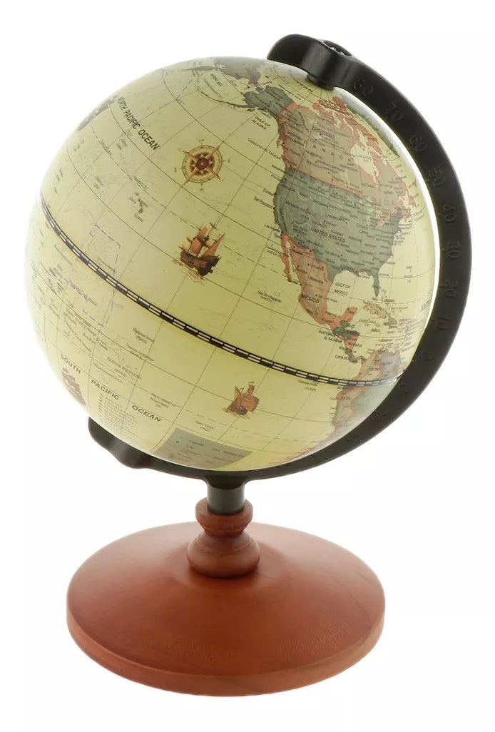 Globo Terrestre em Madeira Tioarts™ - Elegância Artesanal