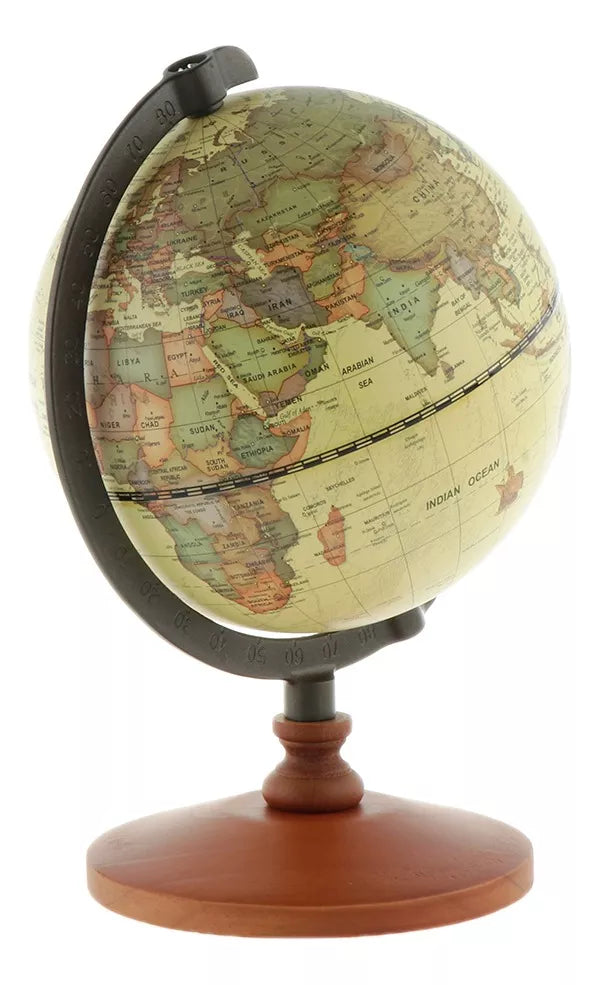 Globo Terrestre em Madeira Tioarts™ - Elegância Artesanal