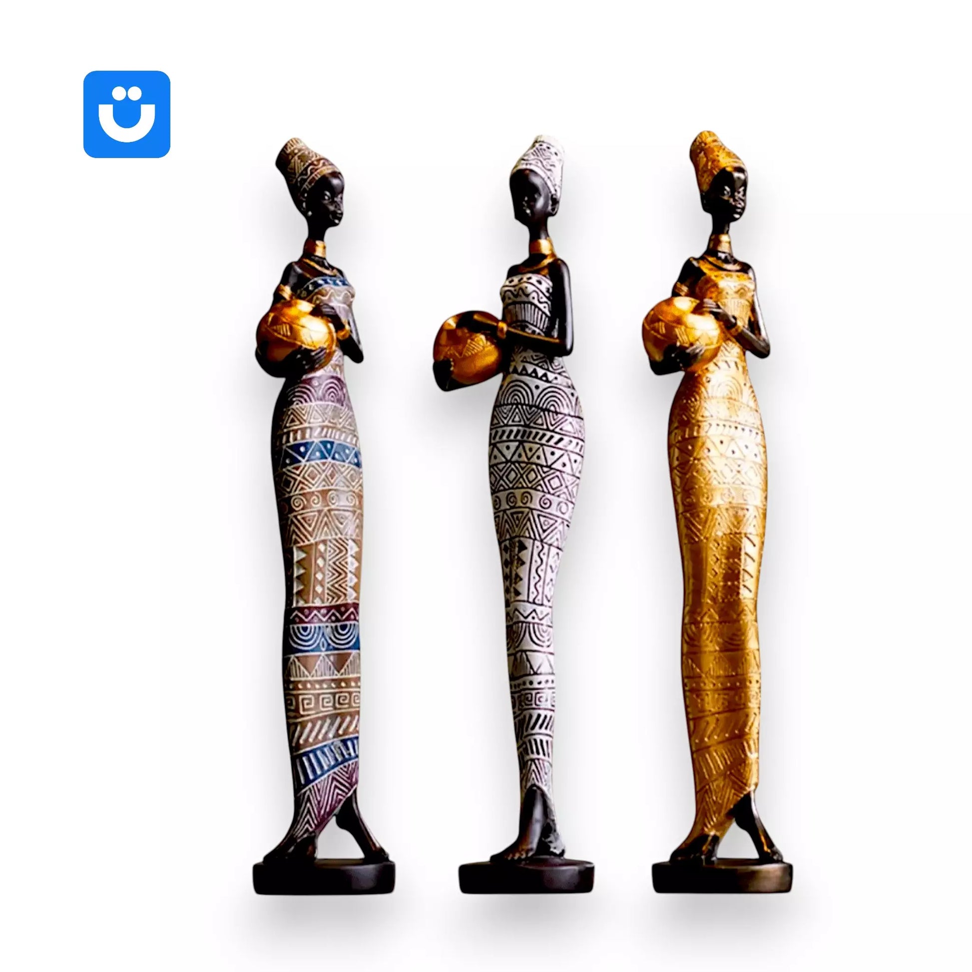 Esculturas Africanas Tioarts™ — Decoração em Resina Contemporânea | Conjuntos Força da Mulher Negra e Orgulho Afro