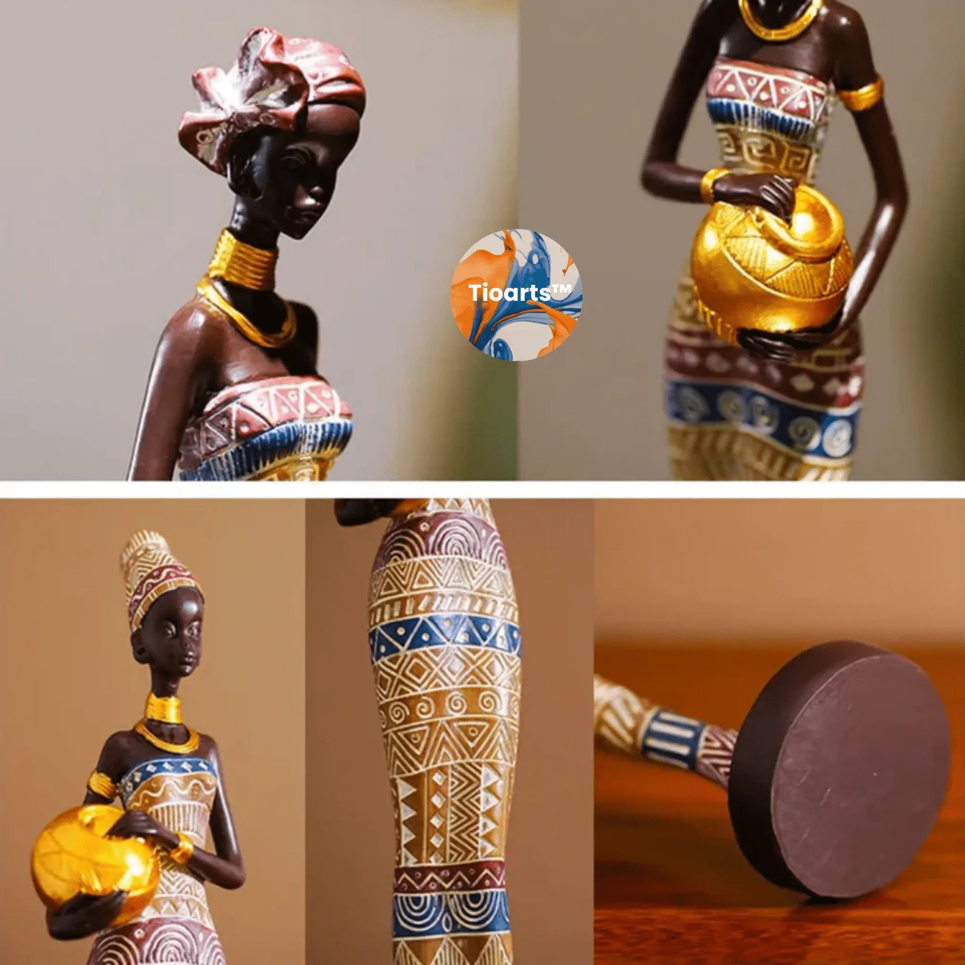 Esculturas Africanas Tioarts™ — Decoração em Resina Contemporânea | Conjuntos Força da Mulher Negra e Orgulho Afro
