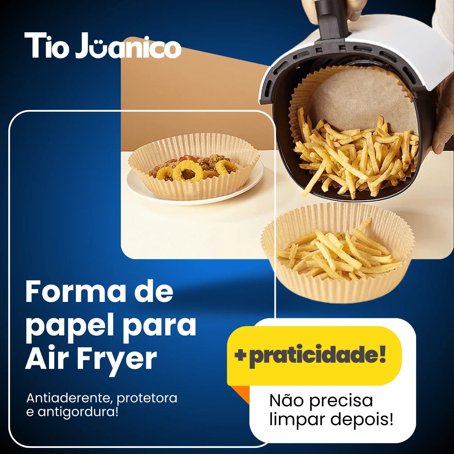 Forma de Papel Biodegradável para Air Fryer Tioeasy™ - Premium - tio juanico