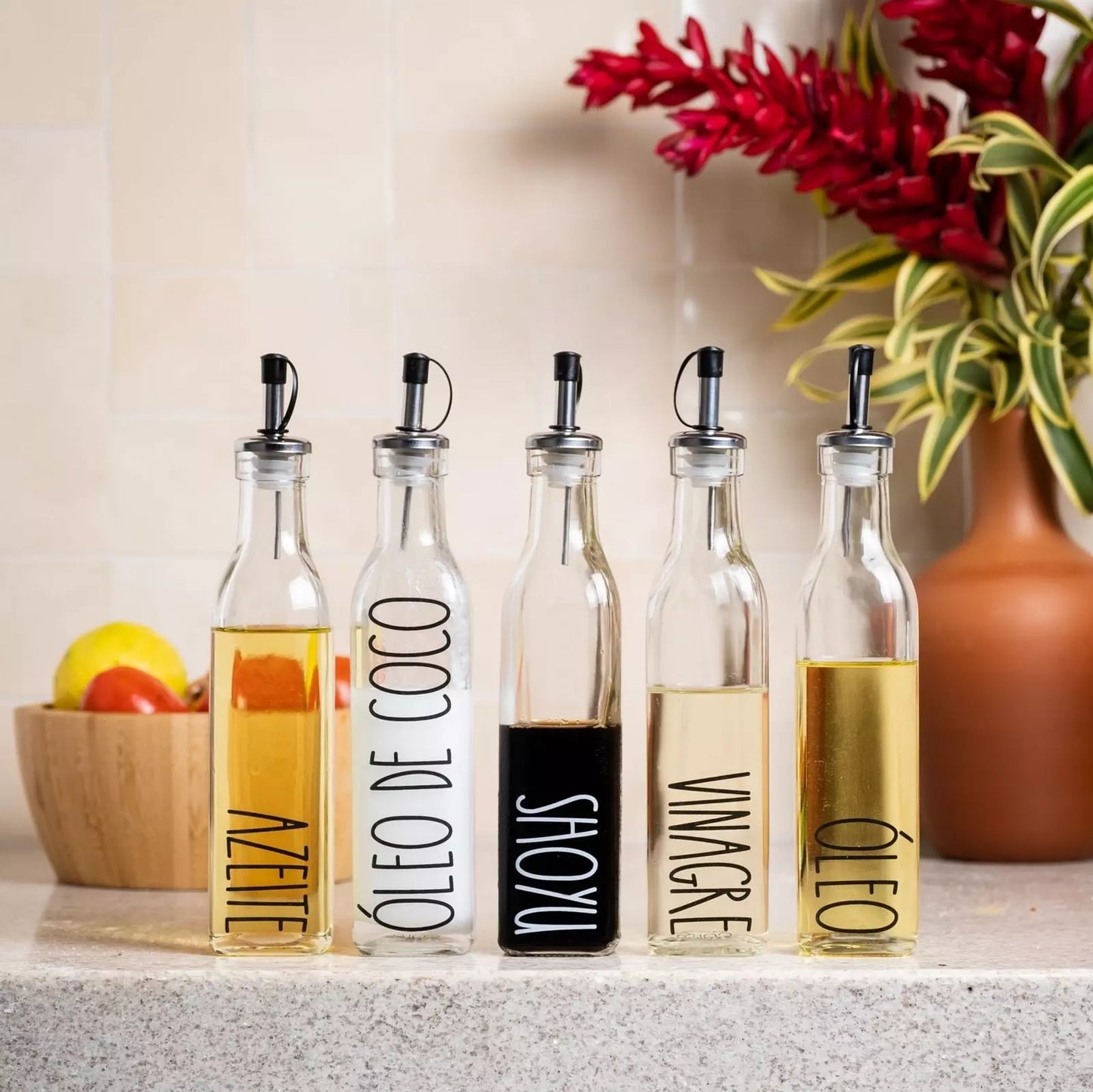 Galheteiro de Vidro Clean Tioeasy™ para Azeite, Vinagre e Temperos Líquidos — 260ml