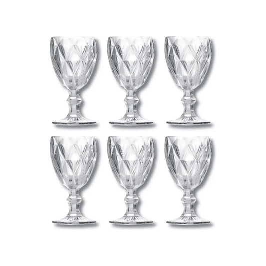 Jogo 6 Taças Diamante Tioeasy™ — Cristal Transparente 330ml