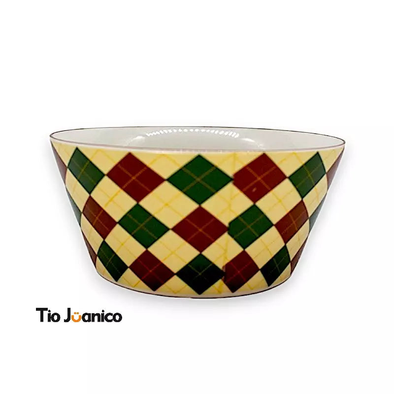 Kit Refeição Completo Avô Xadrez Tioeasy™ — Caneca, Bowl e Prato em Cerâmica
