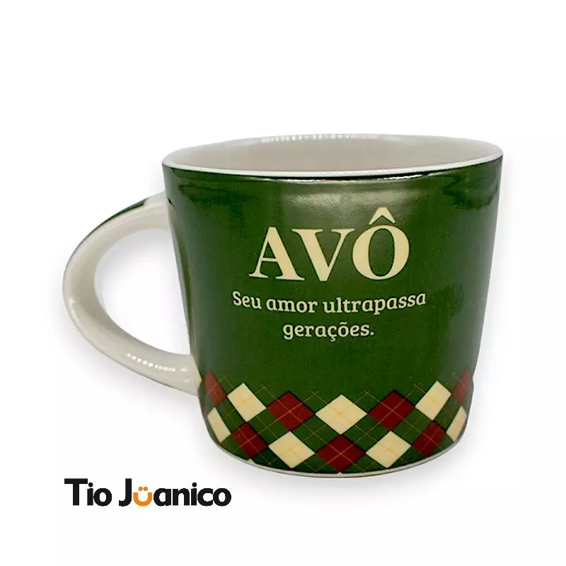 Kit Refeição Completo Avô Xadrez Tioeasy™ — Caneca, Bowl e Prato em Cerâmica