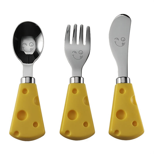 Kit Talheres Tioeasy™ para Queijos e Pastas — 3 Peças com Cabos Queijinho