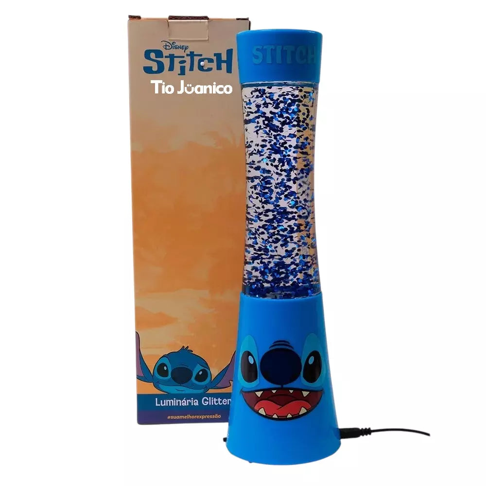 Luminária Glitter Disney Stitch — Luz Noturna Decorativa com LED Colorido