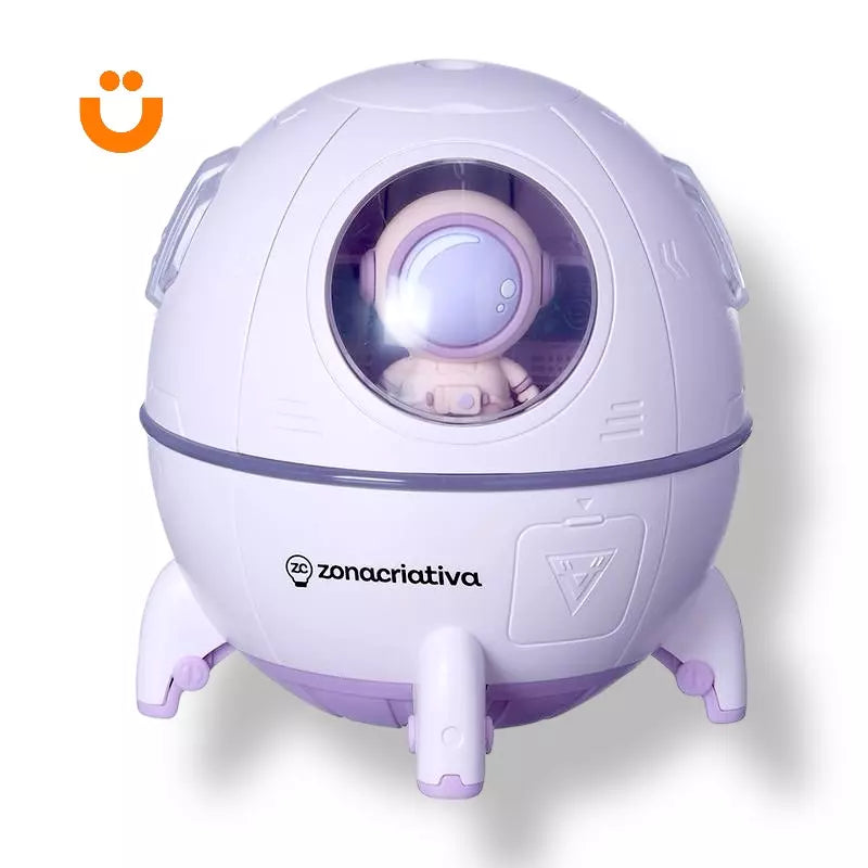Luminária e Umidificador Astronauta Rosa Tioeasy™ — LED Colorido com Reservatório 200ml